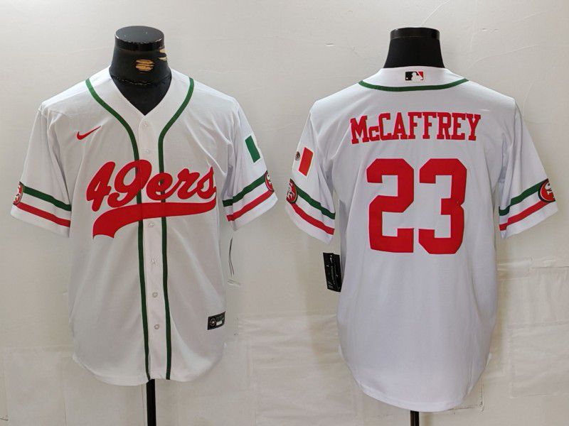 Men San Francisco 49ers #23 Mccaffrey White Joint Name 2024 Nike Limited NFL Jersey style 1
